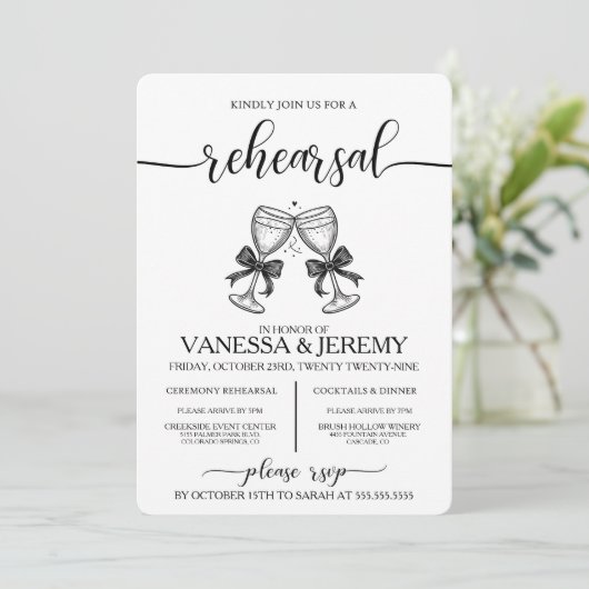 Drinken en bogen repetitie Dinner Invitation Kaart (Staand voorkant)