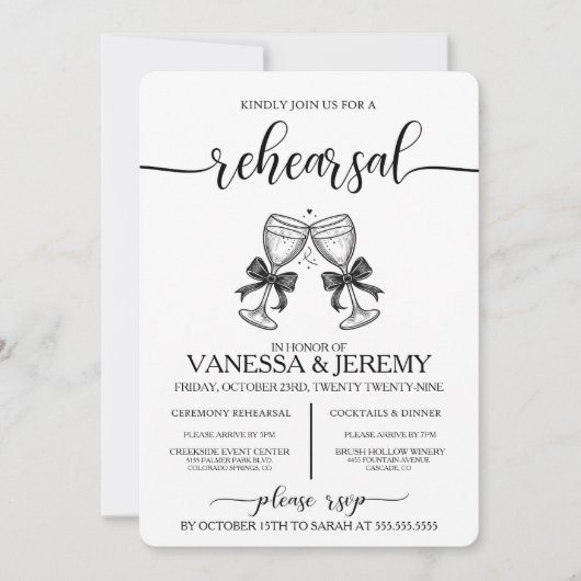 Drinken en bogen repetitie Dinner Invitation Kaart (Voorkant)