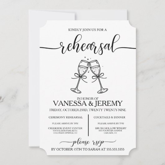 Drinken en bogen repetitie Dinner Invitation Kaart (Voorkant)