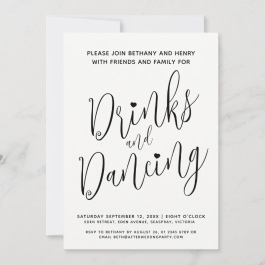 Drinken en dansen post bruiloft eenvoudige mono sc kaart (Voorkant)