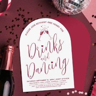 Drinken en dansen Post Wedding Script Wijnrood Kaart