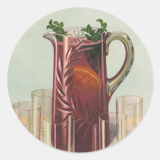 Drinken en dranken, Pitcher of Sangria Ronde Sticker (Voorkant)
