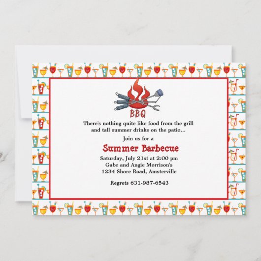 Drinken en een Uitnodiging BBQ (Voorkant)