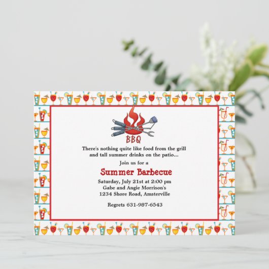 Drinken en een Uitnodiging BBQ (Staand voorkant)