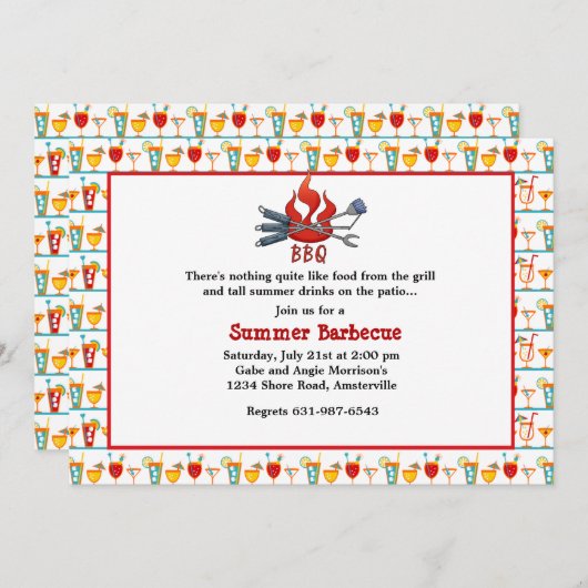 Drinken en een Uitnodiging BBQ (Voorkant / Achterkant)