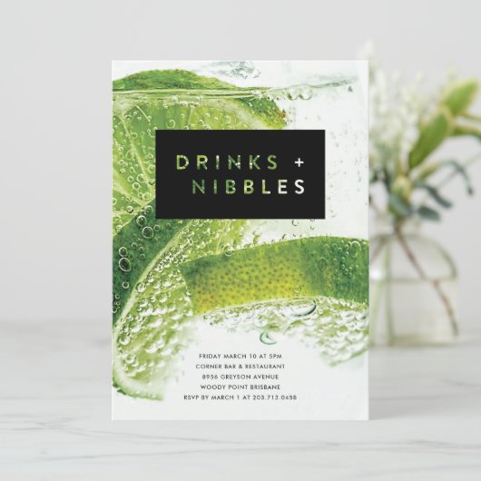 Drinken en Nibbles Kaart (Staand voorkant)