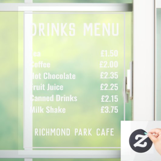 Drinken en verfrissingen Prijslijst Venster Klokke Raamsticker (Huis)