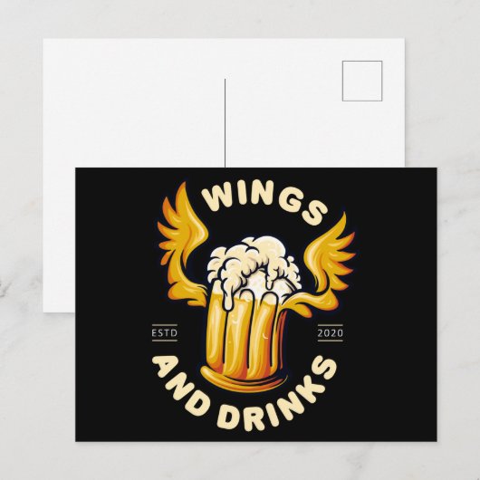 Drinken en vleugels van gebrouwbier briefkaart (Voorkant / Achterkant)