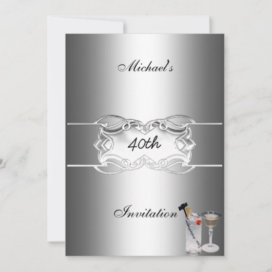 Drinken en Zilver Feest Uitnodiging (Voorkant)