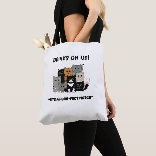 Drinken Gaan Op Ons Purrfecte Bruiloft Tote Bag (Dichtbij)