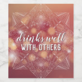 Drinken Goed met anderen Mandala Roos Pink Bokeh Wijn Etiket (Enkel label)