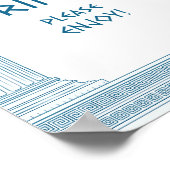 Drinken hoek partij teken met blauw Grieks tempel Poster (Hoek)