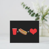 drinken + hotdogs = liefde briefkaart (Staand voorkant)