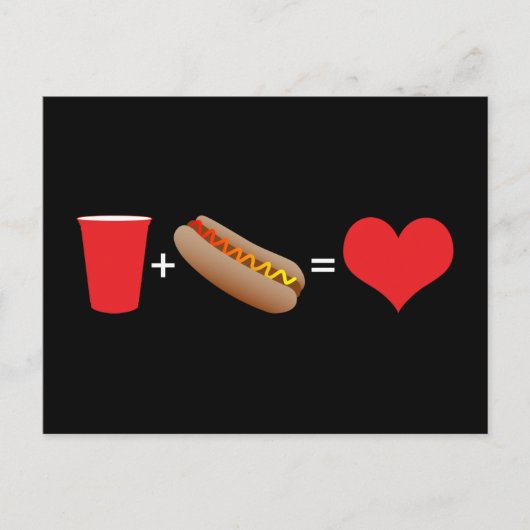 drinken + hotdogs = liefde briefkaart (Voorkant)