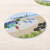 Drinken in de Beach Bar Ronde Kartonnen Onderzetter (Gebogen)