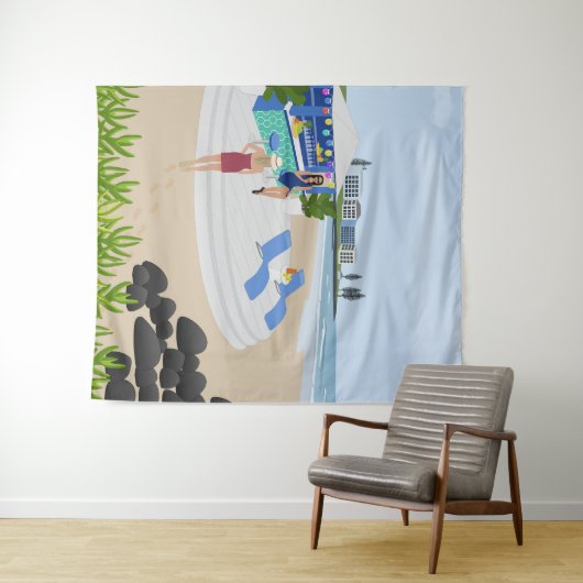 Drinken in de Beach Bar Wandkleed (In Situ (horizontaal))