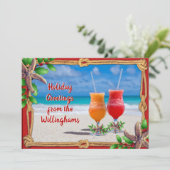 Drinken in de zand-kerstKaarten van Paar Kaart (Staand voorkant)