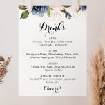 Drinken in het menu Symbool Elegant Winter Floral  Poster<br><div class="desc">Dit elegante winterbloemige drink-menubord is perfect voor een moderne bruiloft. Het ontwerp is voorzien van prachtige,  met de hand geschilde donkerblauw,  blauw,  jaloers,  roze,  blozen,  gouden bloemen en groene bladeren,  die in elegante bouquets zijn gebundeld.</div>