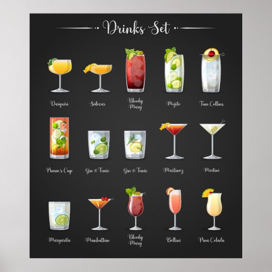 Drinken instellen poster (Voorkant)
