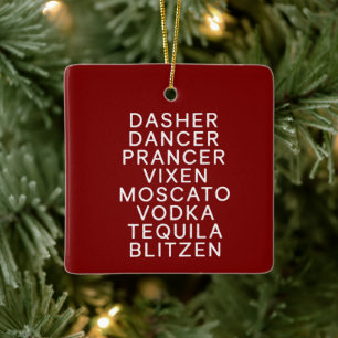 Drinken Kerst Feestje Dasher Dancer  Keramisch Ornament