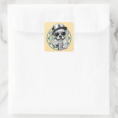 drinken koffie vierkante sticker (Tas)