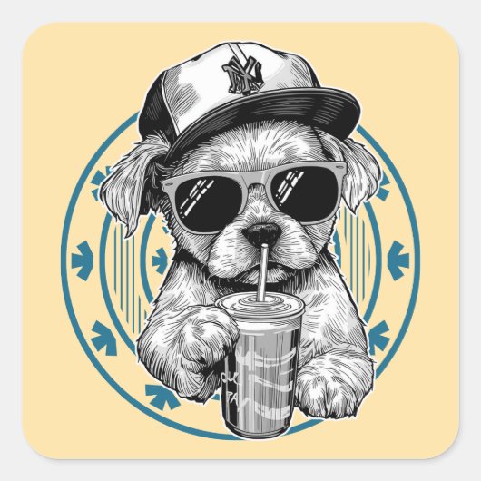 drinken koffie vierkante sticker (Voorkant)