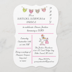 Drinken, luiers en dudes - Uitnodiging