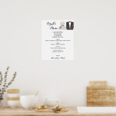 Drinken Menu Bride & Groom Bridal Wedding Poster (Keuken)