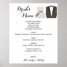 Drinken Menu Bride & Groom Bridal Wedding Poster