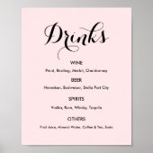 Drinken Menu Bruiloft Blush Roze Poster (Voorkant)