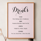 Drinken Menu Bruiloft Blush Roze Poster