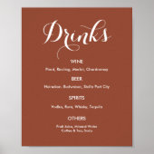 Drinken Menu Bruiloft Bruin Wit Poster (Voorkant)
