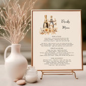 Drinken Menu Flessen en Bloemen Neutraal Trouwen Poster