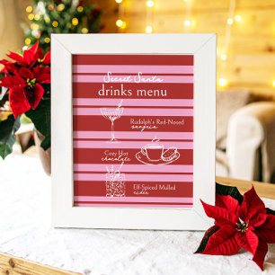 Drinken Menu Geheim Santa Cabana Roze Streep Prepp Poster