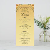 Drinken Menu Kaart - Golden Flowers Wedding Set (Staand voorkant)