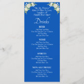Drinken Menu Kaart - Kobalt Blauw & Wit Rozen (Voorkant)