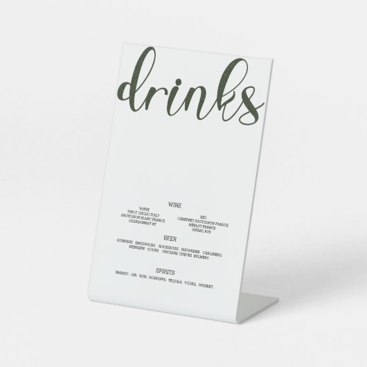 Drinken Menu Kunstgras Reclamebord Met Voetstuk (Voorkant)