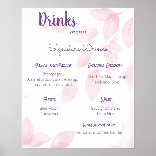 Drinken Menu Weddenschap Poster (Voorkant)