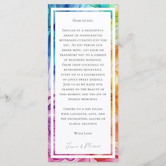 DRINKEN + mooie tekst ETHERISCHE BLOEM Menu (Achterkant)