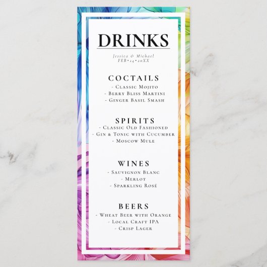 DRINKEN + mooie tekst ETHERISCHE BLOEM Menu (Voorkant)