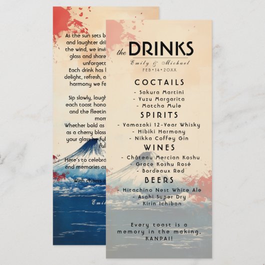 Drinken + mooie tekst Japonesque Harmony met Fuji Menu (Voorkant / Achterkant)