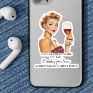 Drinken Mopshumor Retro Huisvrouw  Sticker
