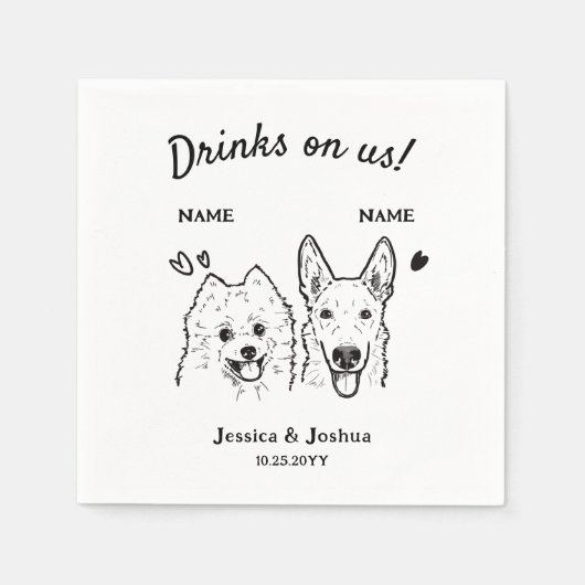 Drinken op Amerikaanse Hond bruiloft Cocktail Servet (Voorkant)