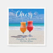 Drinken op Beach Bon Voyage Passen getrouwd Servet (Voorkant)