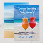 Drinken op Beach Florida met kerstbegroeting Feestdagenkaart (Voorkant / Achterkant)