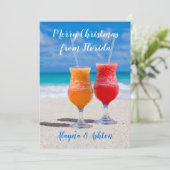 Drinken op Beach Florida met kerstbegroeting Feestdagenkaart (Staand voorkant)