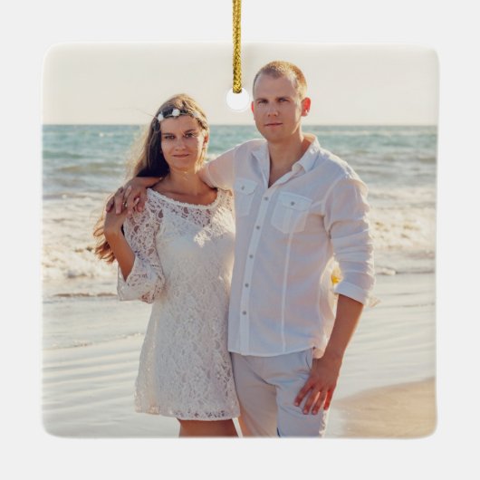 Drinken op de kerstdag van de wedstrijd keramisch ornament (Achterkant)