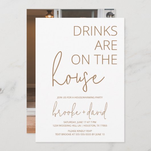 Drinken op de neutrale uitnodiging tot het opwarme (Voorkant / Achterkant)