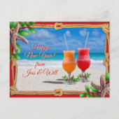 Drinken op het Beach Holiday Greeting Couple Briefkaart (Voorkant)