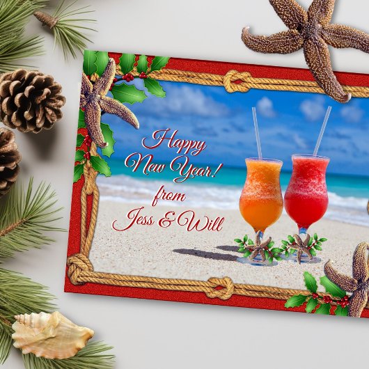 Drinken op het Beach Holiday Greeting Couple Briefkaart